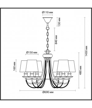 4182/6 CLASSIC ODL19 463 хром/хрусталь/белый Люстра Е14 6*40W LIRIA-foto2