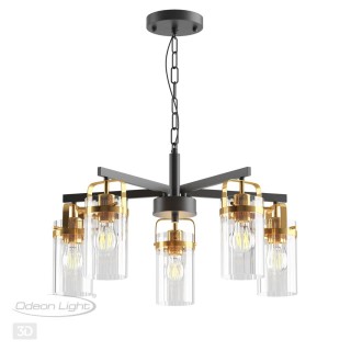 4653/5 COUNTRY ODL20 503 черный/золотой/прозрачный Люстра E27 5*60W 220V KOVIS-foto5