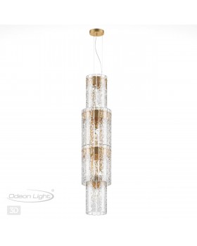 4938/7 HALL (В 2-Х КОРОБКАХ) ODL22 438 матов.золотой/прозрачный/стекло/ Люстра E14 7*40W MERKALE-foto5