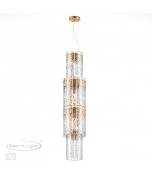 4938/7 HALL (В 2-Х КОРОБКАХ) ODL22 438 матов.золотой/прозрачный/стекло/ Люстра E14 7*40W MERKALE-foto5