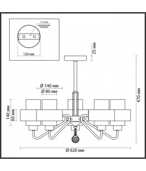 3705/5C COMFI LN19 087 матовый золотой Люстра потолочная E14 5*40W 220V DREW-foto2