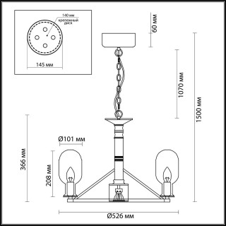4700/6 COUNTRY ODL20 485 черный/бронзовый/янтарный Люстра E14 6*40W + GU10 1*50W GRIF-foto2