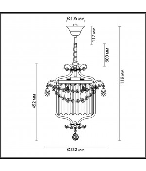 4686/3 CLASSIC ODL20 457 серебристый/хрусталь Подвес E14 3*40W 220V SHARM-foto2