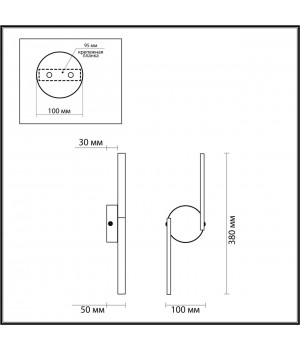 4309/8WL HIGHTECH ODL22 177 черный Настенный светильник IP20 LED 8W 480Лм 3000K SUPREMA-foto2