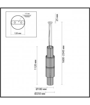 4938/7 HALL (В 2-Х КОРОБКАХ) ODL22 438 матов.золотой/прозрачный/стекло/ Люстра E14 7*40W MERKALE-foto2