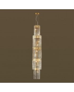 4938/9 HALL (В 2-Х КОРОБКАХ) ODL22 438 матов.золотой/прозрачный/стекло/ Люстра E14 9*40W MERKALE-foto4