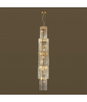 4938/9 HALL (В 2-Х КОРОБКАХ) ODL22 438 матов.золотой/прозрачный/стекло/ Люстра E14 9*40W MERKALE-foto4