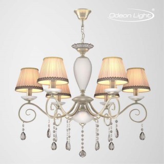 3924/6 CLASSIC ODL18 426 мат.серебро/перламутр/хрусталь Люстра IP20 E14 6*40W 220V MARIONETTA-foto4