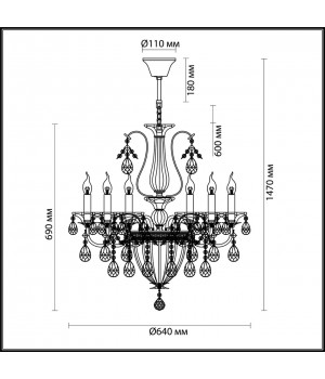4724/6 CLASSIC ODL20 455 золотой/хрусталь Люстра E14 6*40W+G9 2*28W 220V KUVIA-foto2