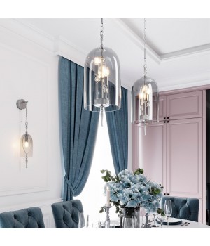 4882/1 NEO ODL_EX22 61 серебрист.с патиной/дымчатый/стекло Подвес E14 1*40W BELL-foto3