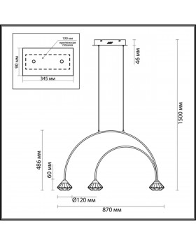 4100/3 CLASSIC ODL19 65 черный/прозрачный Подвес G9 3*5W ARCO-foto2