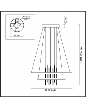 3901/63L L-VISION ODL20 215 золотистый/стекло/металл Подвесной светильник LED 4000K 63W 220V MONICA-foto2