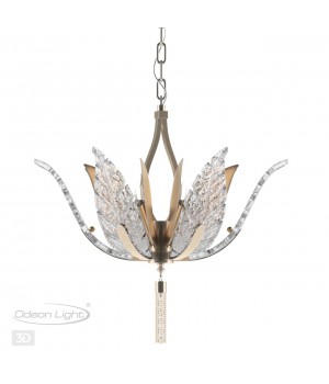 4838/6 HALL ODL21 465 золотистый/стекло/металл.цепочки Люстра E14 6*40W FLOWERI-foto4