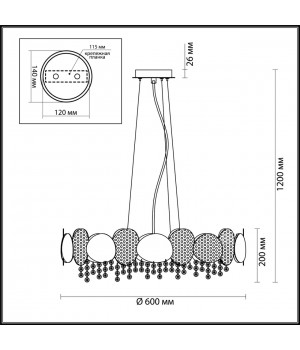 4636/6 CLASSIC ODL20 489 золото/хрусталь/металл Люстра E14 6*40W 220V ULLA-foto2