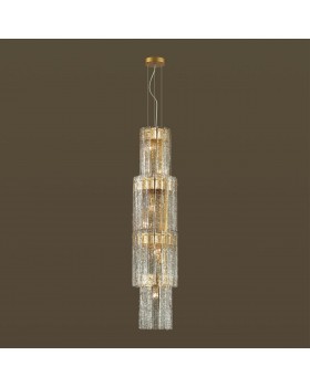 4938/7 HALL (В 2-Х КОРОБКАХ) ODL22 438 матов.золотой/прозрачный/стекло/ Люстра E14 7*40W MERKALE-foto4