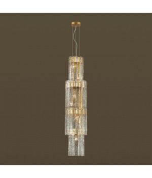 4938/7 HALL (В 2-Х КОРОБКАХ) ODL22 438 матов.золотой/прозрачный/стекло/ Люстра E14 7*40W MERKALE-foto4