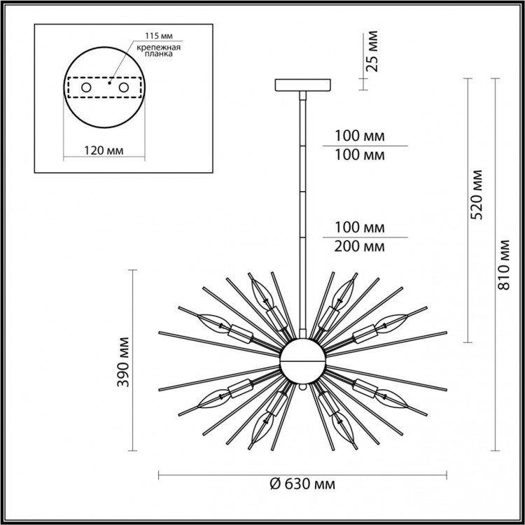 4662/12 MODERN ODL20 349 золотой Люстра E14 12*40W 220V KAVALLE