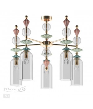 4855/5C CLASSIC ODL_EX21 65 золото/разноцветн./керамика/стекло Люстра потолочная E14 5*40W BIZET-foto5