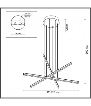 3890/48L L-VISION ODL20 147 черный/металл Подвесной светильник LED 4000K 48W 220V RUDY-foto2