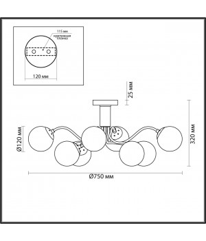 4555/8C MODERNI LN21 079 матовое золото Люстра потолочная E14 8*40W 220V CANDICE-foto2