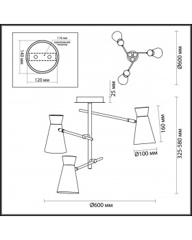 3790/3C LOFTI LN19 209 матовый черный, золотой Люстра потолочная E14 3*40W 220V LIAM-foto2