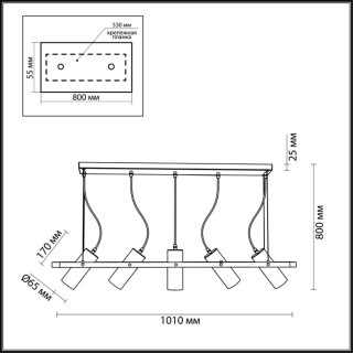3714/5 MODERNI LN19 143 золотой, чёрный Светильник подвесной GU10 LED 5*5W 220V CLAIRE-foto2
