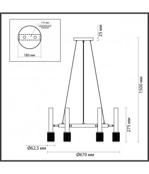 4240/6 HIGHTECH ODL22 183 черный/зол/металл Люстра IP20 max 6*10W LED GU10 MEHARI-foto2