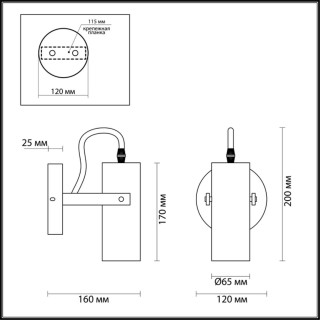 3714/1W MODERNI LN19 100 золотой, чёрный Бра GU10 LED 1*5W 220V CLAIRE-foto2