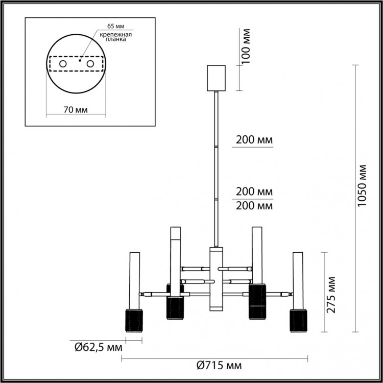 4240/6С HIGHTECH ODL22 183 черный/зол/металл Потолочный светильник IP20 max 6*10W LED GU10 MEHARI