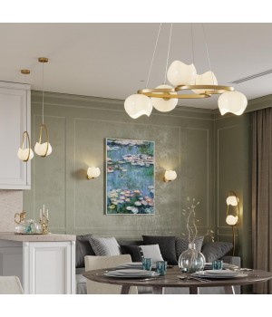 4873/5 MODERN ODL_EX22 83 золотой/белый/стекло Люстра E14 5*40W WATERLILY-foto3