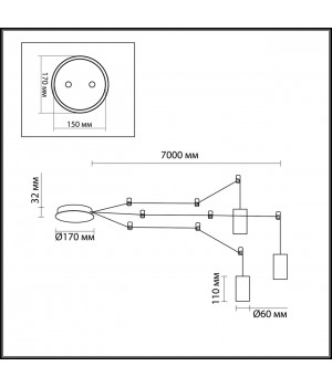 3898/3 L-VISION ODL20 225 черный/золот./металл Накладн св-к GU10 50W*3 (повод 7м, 10 крепл) LUCAS-foto2