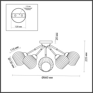 4593/5C COMFI хром, черный Люстра Потолочная E27 5*40W 220V DANIKA.-foto2