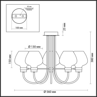 3708/5C LOFTI LN19 202 черный Люстра потолочная E14 5*40W 220V ILONA-foto2