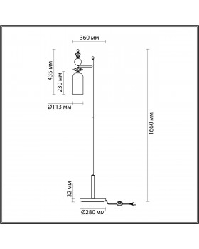 4855/1F CLASSIC ODL_EX21 65 золото/разноцветн./керамика/стекло Торшер E14 1*40W BIZET-foto2