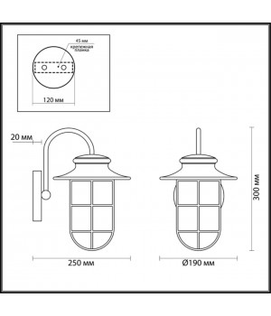 4172/1W NATURE ODL19 594 белый/прозрачный Уличный настенный светильник IP44 E27 1*60W HELM-foto2