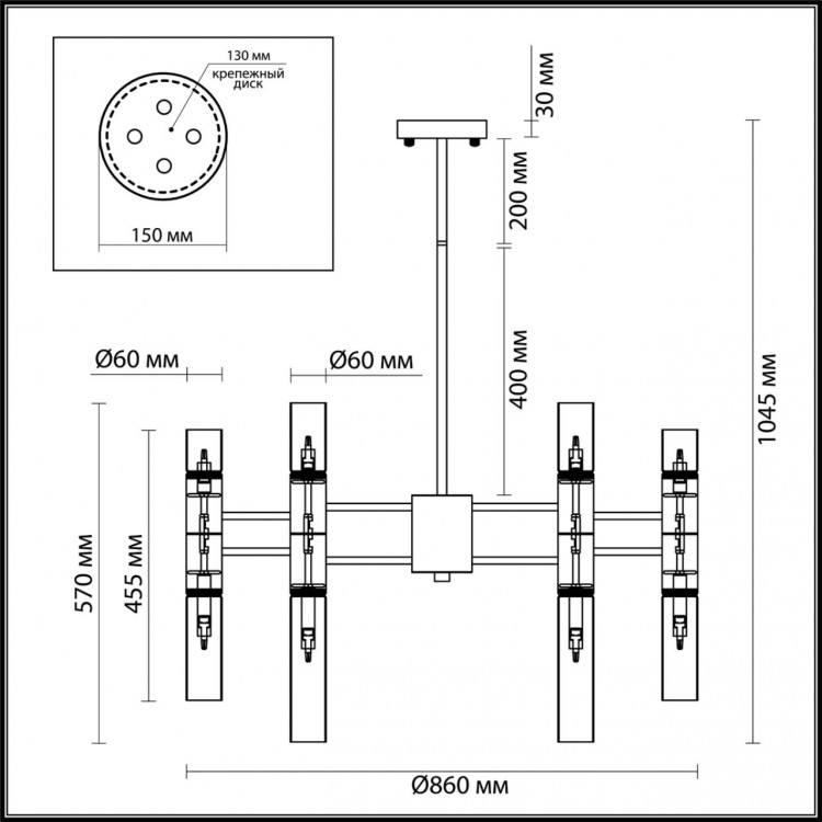 4690/36 HALL ODL20 424 золотой/янтарный Люстра G9 36*40W 220V PEKA