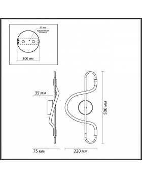4303/12WL HIGHTECH ODL22 177 черный/античная бронза Настенный светильник IP20 LED 12W 720Лм 4000K KEYS-foto2