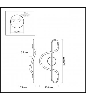 4303/12WL HIGHTECH ODL22 177 черный/античная бронза Настенный светильник IP20 LED 12W 720Лм 4000K KEYS-foto2