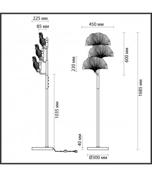 4870/3F HALL ODL_EX22 51 золотой/чёрный/стекло Торшер E14 3*40W VENTAGLIO-foto2
