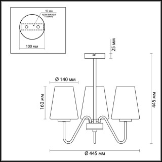3791/3C NEOCLASSI LN19 132 золотой, белый Люстра на штанге E27 3*60W 220V OLIVIA-foto2