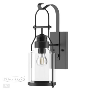 4835/1W NATURE ODL21 577 черный/стекло Ландшафтный настенный светильник E27 1*60W IP44 KALPI-foto5