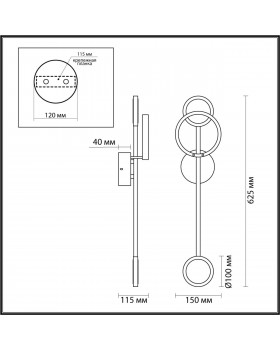 4322/16WL MIDCENT ODL22 169 металл/черный Настенный светильник IP20 LED 16W 740Лм 3000K DENZEL-foto2