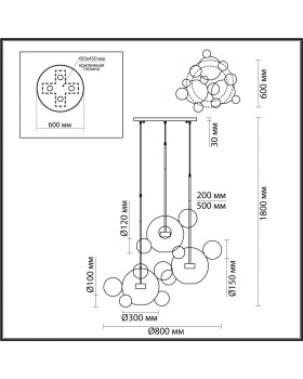4802/36LA L-VISION (В 3-Х КОРОБКАХ) ODL22 327 хром/прозрачный/стекло Люстра LED 36W 4000K BUBBLES-foto2