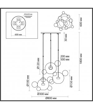 4802/36LA L-VISION (В 3-Х КОРОБКАХ) ODL22 327 хром/прозрачный/стекло Люстра LED 36W 4000K BUBBLES-foto2