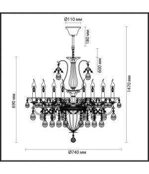 4724/8 CLASSIC ODL20 454 золотой/хрусталь Люстра E14 8*40W + G9 2*28W 220V KUVIA-foto2
