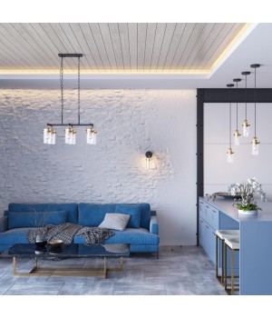 4653/6 COUNTRY ODL20 489 черный/золотой/прозрачный Люстра E27 6*60W 220V KOVIS-foto3