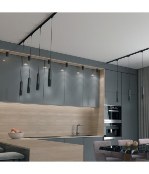 370772 PORT NT21 129 черный Трехфазный трековый cветильник, провод 1м IP20 GU10 50W 220V MAIS-foto3