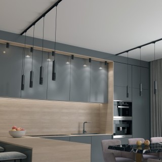 370772 PORT NT21 129 черный Трехфазный трековый cветильник, провод 1м IP20 GU10 50W 220V MAIS-foto3