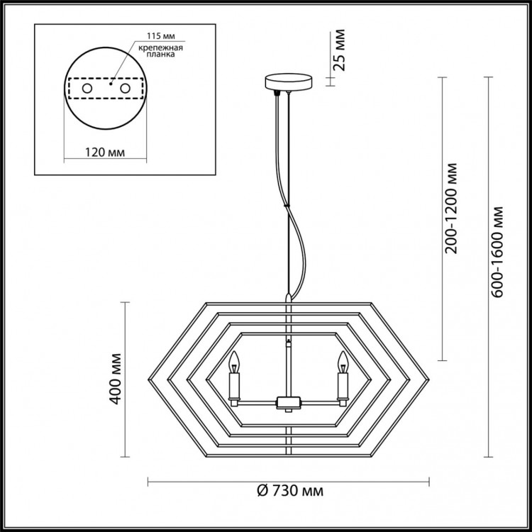 4664/4 MODERN ODL20 351 хром Люстра E14 4*40W 220V STOLA