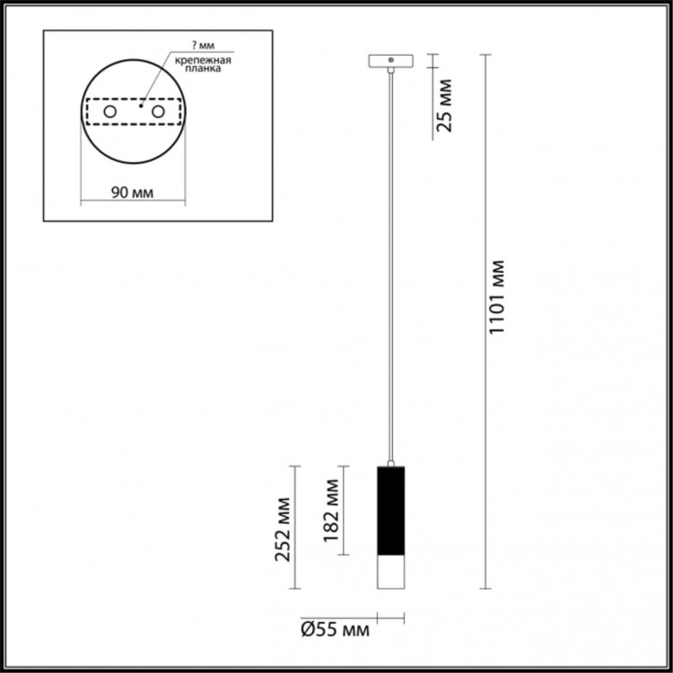 3876/1L HIGHTECH ODL19 265 черный с золотом Подвесной светильник GU10 1*50W 220V KIKO